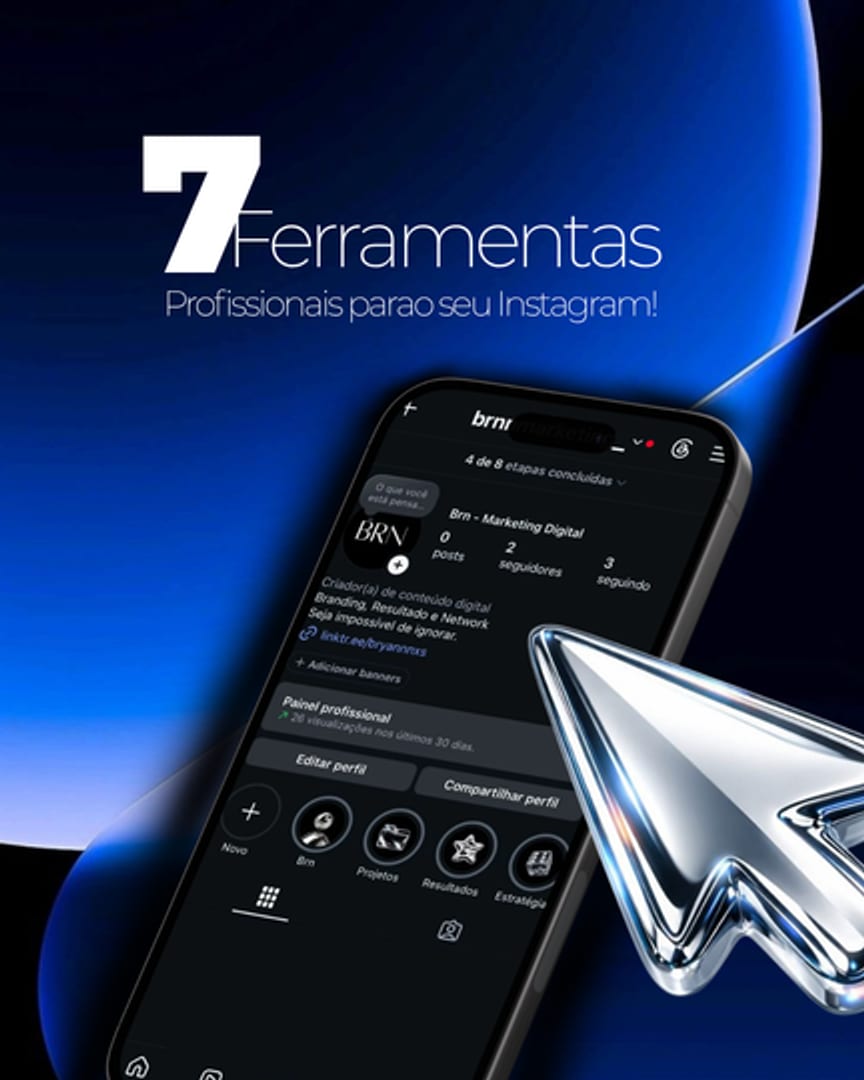 Capa de carrossel sobre sete ferramentas profissionais para Instagram